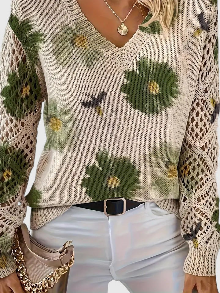 Aurélie | Elegant Floral Knit Sweater
