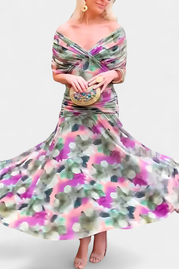 Alondra™ Long Floral Dress with V-Neck