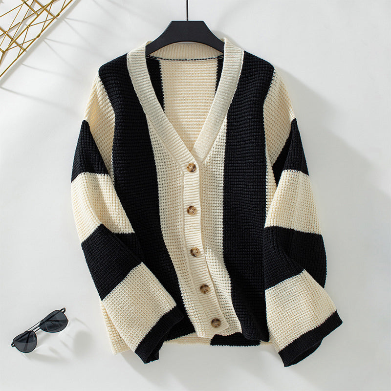 Casual Striped Knitted Cardigan