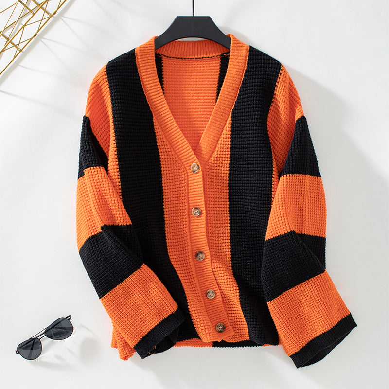 Casual Striped Knitted Cardigan