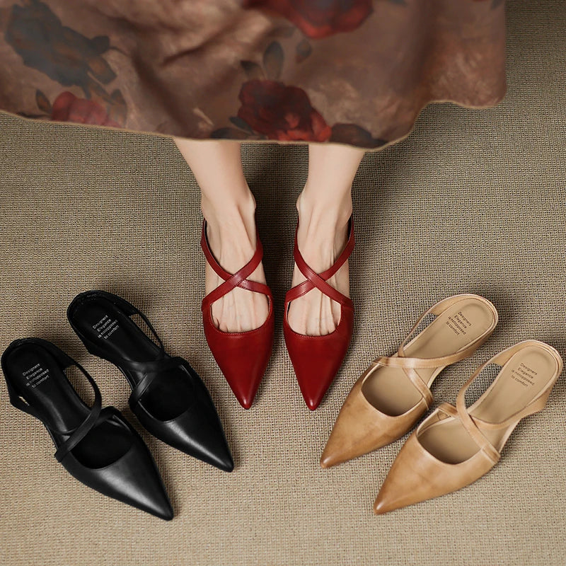 Helene Genuine Leather Mules