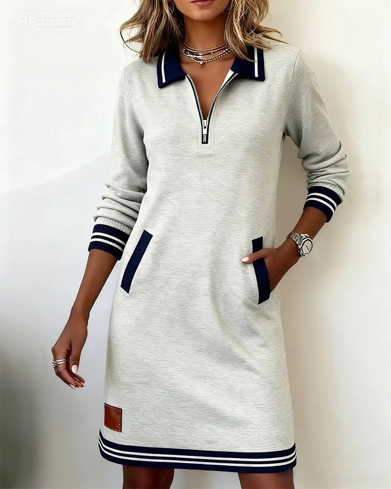 Chic Long Sleeve Cotton Dress