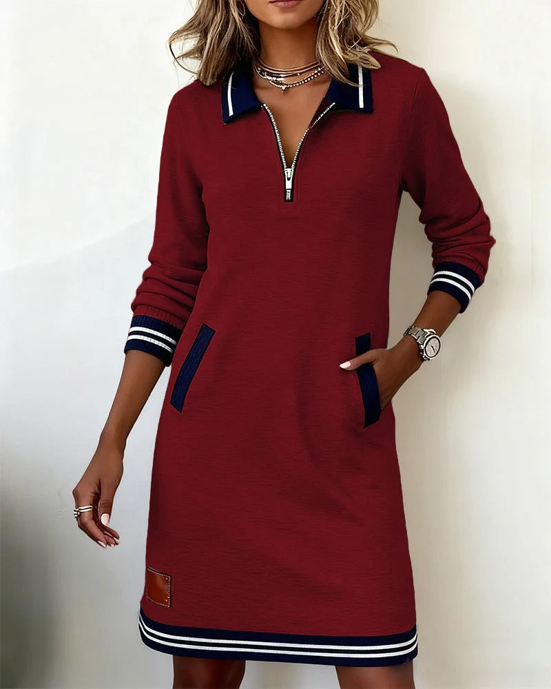 Chic Long Sleeve Cotton Dress
